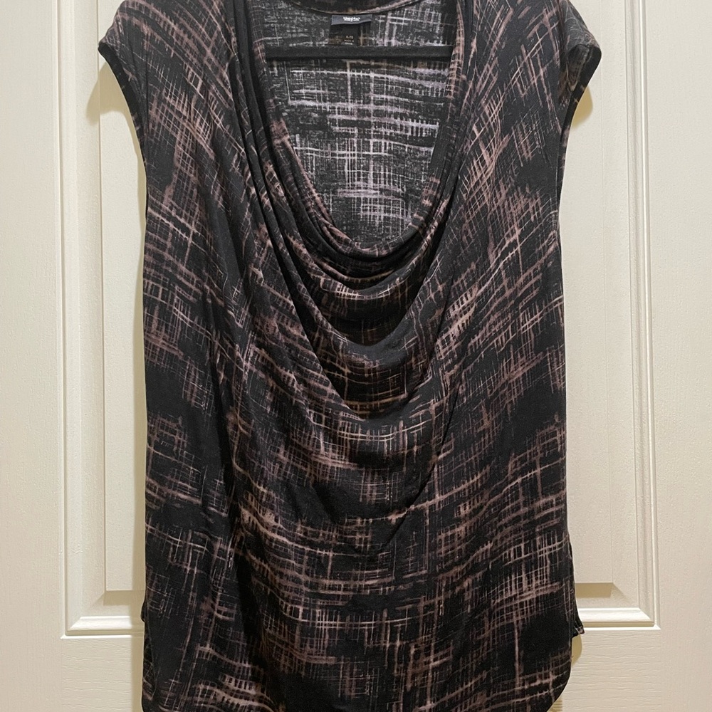 Massimo Black and Gray Draped Blouse